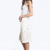 Embroidered Knee Length Cotton Shorts – White