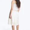 Embroidered Knee Length Cotton Shorts – White