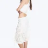 Embroidered Knee Length Cotton Skirt – White