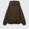 Embroidered Oversized Heavy Hoodie – Dark Brown