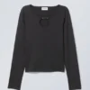 Enya Cut out Metal Long Sleeve – Black