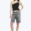 Eyelet Detail Asymmetric Tank Top – Black