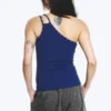 Eyelet Detail Asymmetric Tank Top – Bright Blue