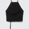 Eyelet Detail Halterneck Top – Black