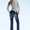 Fancy Booty Bei Low Rise Skinny Bootcut Jeans – Marble Blue – Dark Blue | Cheap Monday Gb