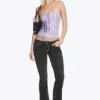 Fancy Booty Bei Low Rise Skinny Bootcut Jeans – Polly Black Print – Black | Cheap Monday Gb
