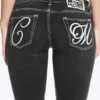 Fancy Booty Bei Low Rise Skinny Bootcut Jeans – Polly Black Print – Black | Cheap Monday Gb