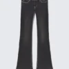 Fancy Booty Bei Low Rise Skinny Bootcut Jeans – Polly Black Print – Black | Cheap Monday Gb