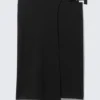 Faustina C Mid Rise Side-Buckle Pencil Skirt – Black