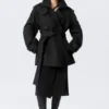 Faustina C Oversized Double-Breasted Trench Coat – Black