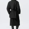 Faustina C Oversized Double-Breasted Trench Coat – Black