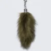 Faux Fur Bag Charm – Dark Khaki Green