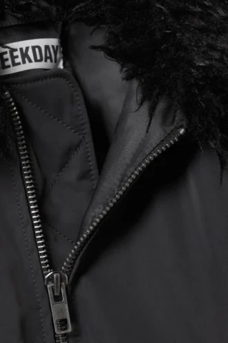Faux Fur Collar Bomber Jacket – Dark Grey