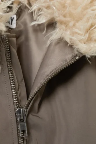 Faux Fur Collar Bomber Jacket – Dark Mole