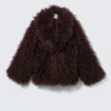 Faux Fur Jacket – Burgundy