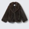 Faux Fur Jacket – Dark Brown