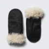 Faux Fur-Lined Mittens – Black