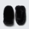 Faux Fur Mittens – Black