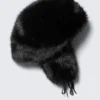 Faux Fur Trapper Hat – Black