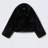 Faux Fur Zip Jacket – Black