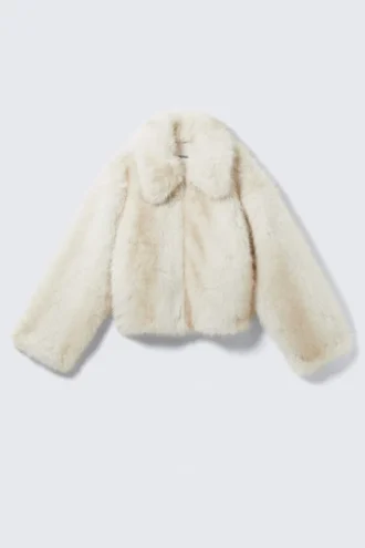 Faux Fur Zip Jacket – Off-White