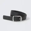 Faux Leather Belt – Black – Silver Buckle