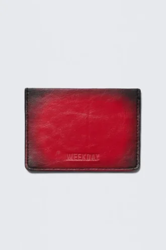 Faux Leather Card Holder – Red