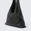 Faux Leather Slouchy Shoulder Bag – Black