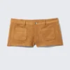 Faux Suede Mini Shorts – Brown