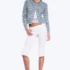 Fine Knitted Cotton Cardigan – Blue Stripe