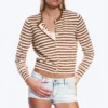 Fine Knitted Cotton Cardigan – Brown Stripe