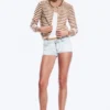 Fine Knitted Cotton Cardigan – Brown Stripe