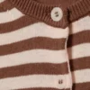 Fine Knitted Cotton Cardigan – Brown Stripe