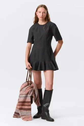 Fit-And-Flare Mini Dress – Dark Grey