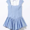 Fit and Flare Mini Dress – Striped Blue & Pink