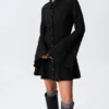 Fit-And-Flare Mini Shirt Dress – Black