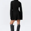 Fit-And-Flare Mini Shirt Dress – Black