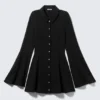 Fit-And-Flare Mini Shirt Dress – Black