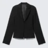 Fitted Blazer with Vented Sleeves – Black