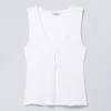 Fitted Button Vest Top – White