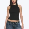 Fitted Cotton Jersey Tank Top – Black