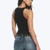 Fitted Cotton Jersey Tank Top – Black