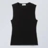 Fitted Cotton Tank Top – Black