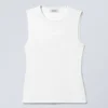 Fitted Cotton Tank Top – White