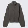Fitted Cotton Track Jacket – Dark Grey