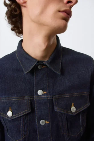 Fitted Denim Trucker Jacket – Blue Rinse – Dark Blue