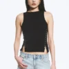 Fitted Hook & Eye Tank Top – Black