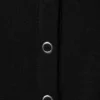 Fitted Long-Sleeved Henley Top – Black