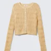 Fitted Long-Sleeved Knitted Cardigan – Beige