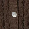 Fitted Long-Sleeved Knitted Cardigan – Dark Brown